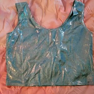Holographic Teal Crop Top NWOT